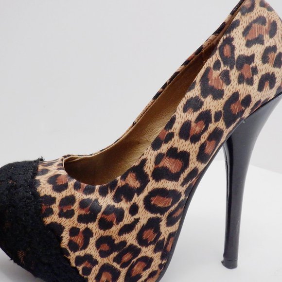 ANDRES MACHADO Brown and Tan Leopard Pattern High Heels, Size 3 (approx.) - Picture 2 of 13